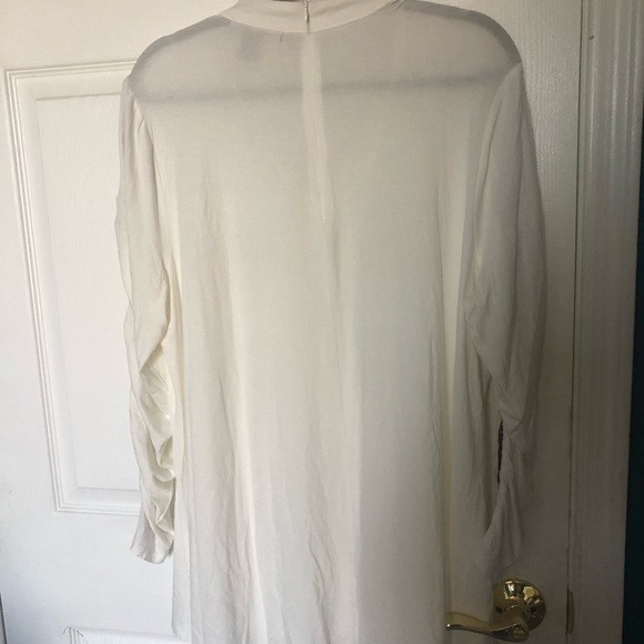 Kate & Mallory® Knit Long Sleeve Mock Neck Keyhole Embroidered Top - Picture 8 of 10